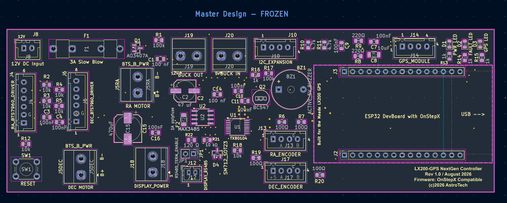 Frozen LX200 GPS NextGen controller PCB layout, revision 1.0